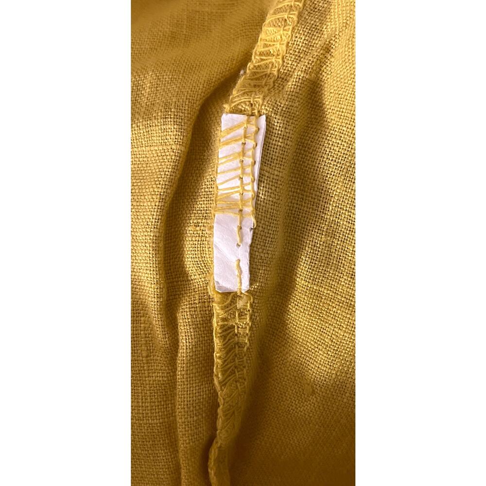 Terzo Millennio Womens Top L - Linen Shirt Crochet Lace Sleeves  Casual - Yellow - Picture 10 of 11